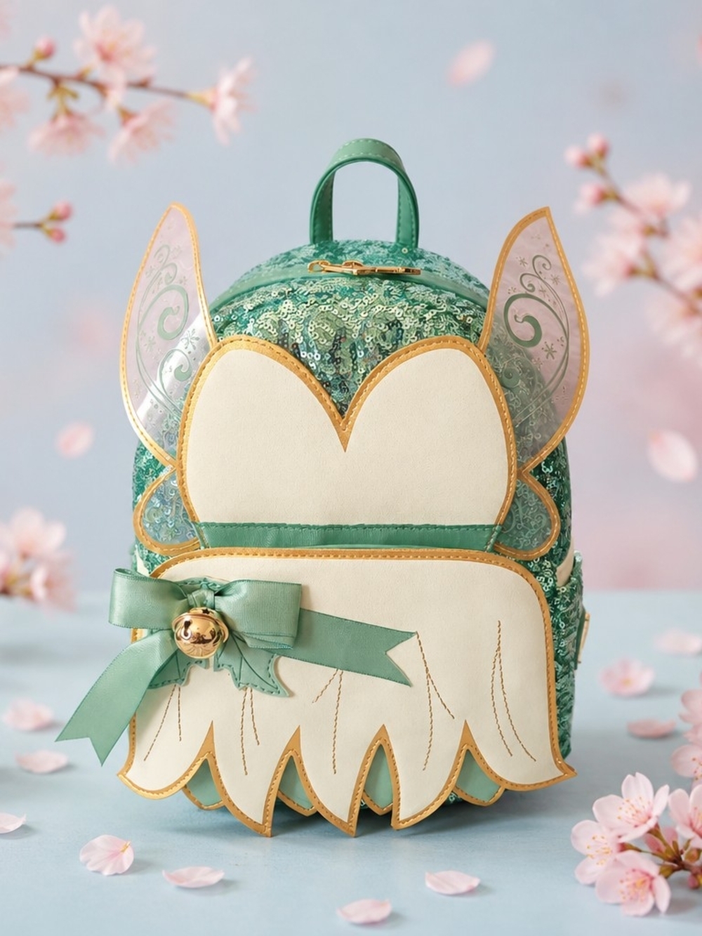 Loungefly Disney Peter Pan Tinker Bell Holiday Sequin Figural Mini Backpack - Picture 2 of 9